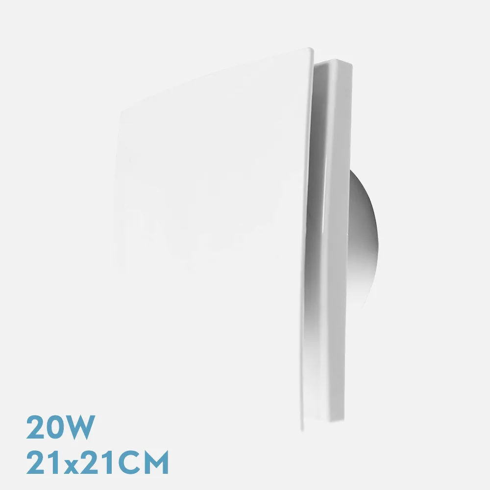 Extractor Baño Lille Blanco 20w 21x21x9,6cm Cuadrado Para Tubos 15cm