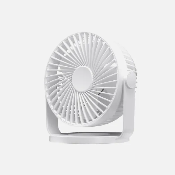 Miniventilador Sobremesa Bretaña Blanco 5w 3+1velocidades Recargable Alimentacion Usb Orientable 5aspas 17x15x11,5cm