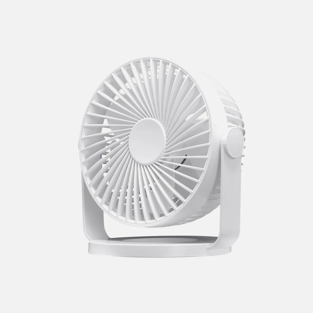 Miniventilador Sobremesa Bretaña Blanco 5w 3+1velocidades Recargable Alimentacion Usb Orientable 5aspas 17x15x11,5cm