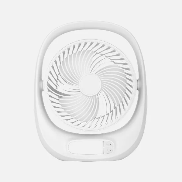 Ventilador Inalambrico Sobremesa Aguila Blanco 5w 3vel Recargable C/luz, Alim.usb Orientable 180º 3asp 30x25x8 CM