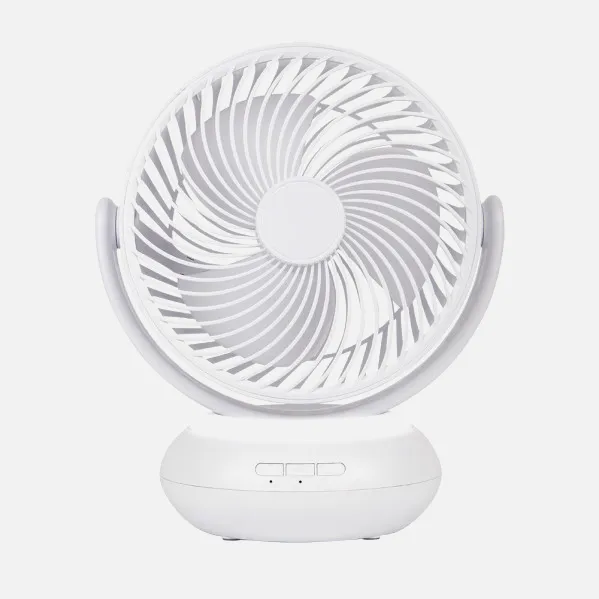 Ventilador Inalambrico Sobremesa Bengali Blanco 5w 3vel Recargable C/luz, Aliment.USB, Fijo Y Rotatorio 3Aspas 27x23x16cm