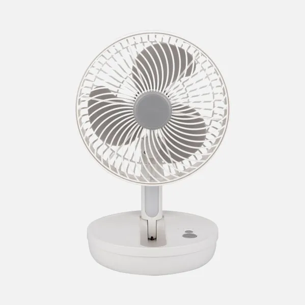 Ventilador Inalambrico Sobremesa Pacheco Blanco/gris 5w 3vel Recargable C/luz, Alim.usb, Orientable 3aspas 29x19x16cm
