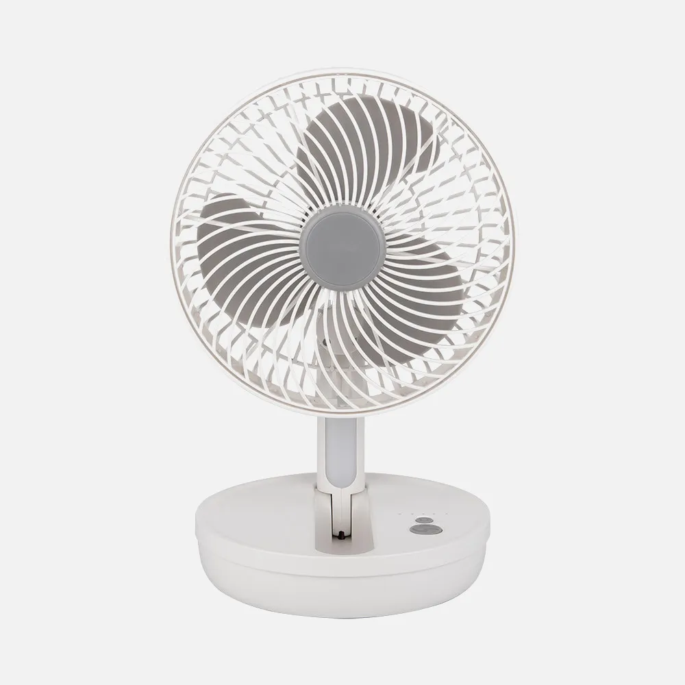 Ventilador Inalambrico Sobremesa Pacheco Blanco/gris 5w 3vel Recargable C/luz, Alim.usb, Orientable 3aspas 29x19x16cm