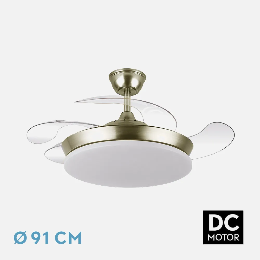 236399014 - Fan Dc Tridente Mini 59w Leather 4sails Desp. 91d 6980lm Reg.Remote intensity+timer+memory 3000-4000-6000k
