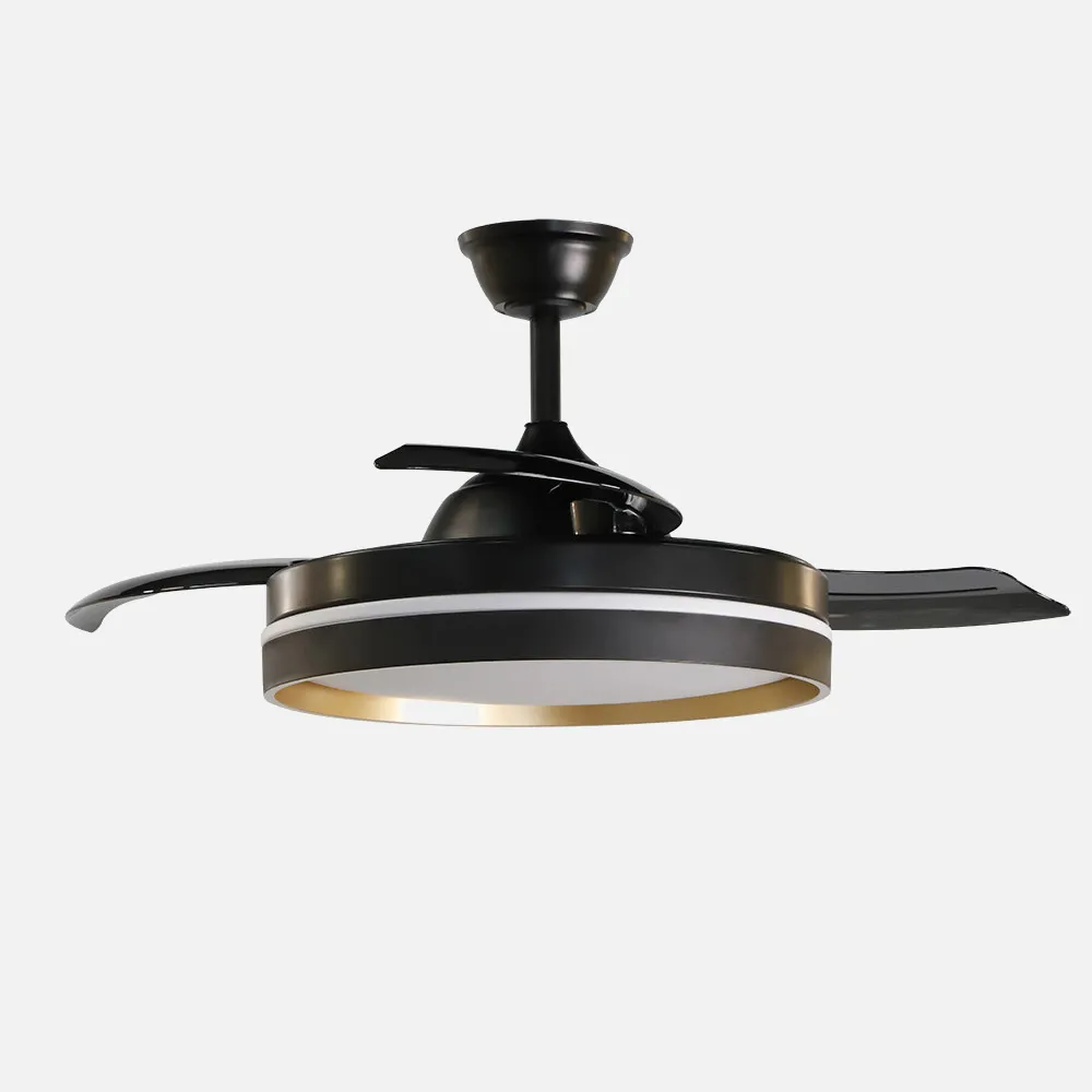  Ventilador Dc Mandarin Negro/oro 72w 3aspas 108d Reg.intensidad 7200lm 3000-4000-6500k Remoto+memoria+temporizador