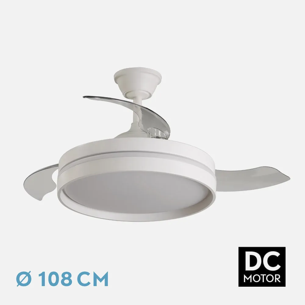 239591301 - Ventilador Dc Mandarin Blanco 72w 3aspas 108d Reg.intensidad 7200lm 3000-4000-6500k Remoto+memoria+temporizador