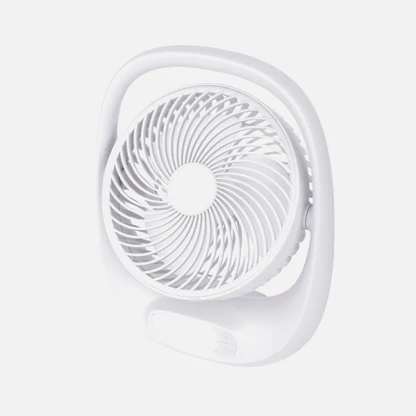 Ventilador Inalambrico Sobremesa Aguila Blanco 5w 3vel Recargable C/luz, Alim.usb Orientable 180º 3asp 30x25x8 CM
