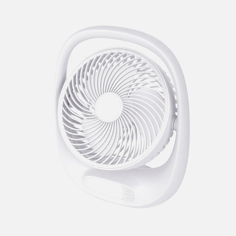 Ventilador Inalambrico Sobremesa Aguila Blanco 5w 3vel Recargable C/luz, Alim.usb Orientable 180º 3asp 30x25x8 CM