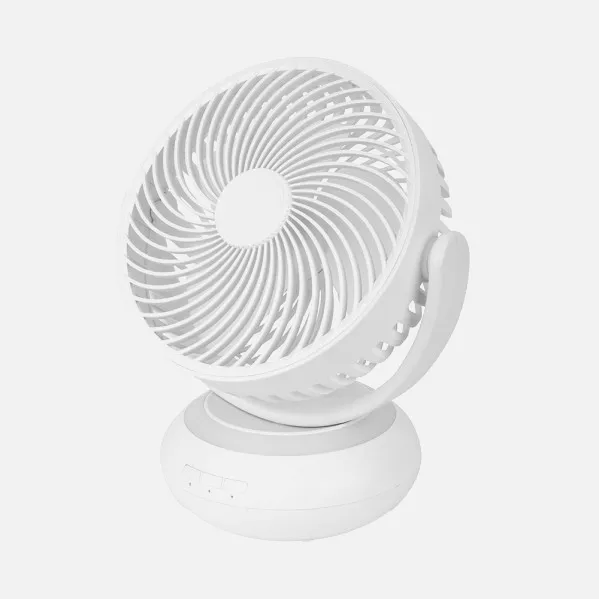 Ventilador Inalambrico Sobremesa Bengali Blanco 5w 3vel Recargable C/luz, Aliment.USB, Fijo Y Rotatorio 3Aspas 27x23x16cm