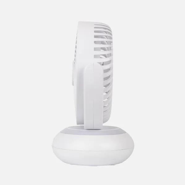 Ventilador Inalambrico Sobremesa Bengali Blanco 5w 3vel Recargable C/luz, Aliment.USB, Fijo Y Rotatorio 3Aspas 27x23x16cm