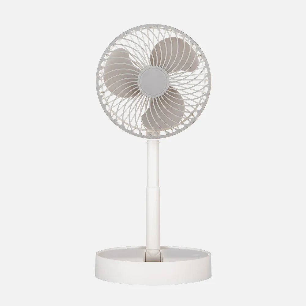 Ventilador Inalambrico Dc Portatil Jerico Blanco/gris 5w 3vel Recargable, Alim.usb, Orientable 3aspas Regx17x17cm