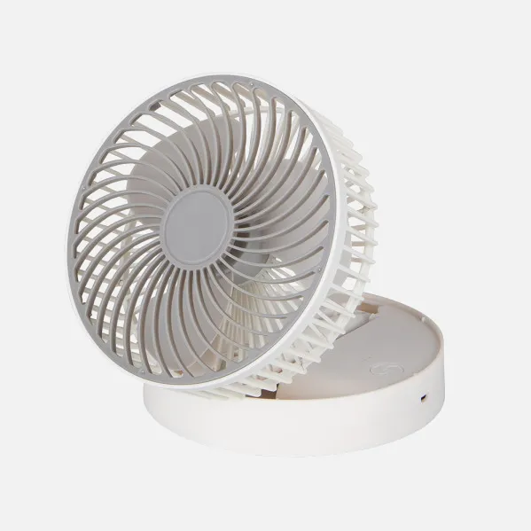 Ventilador Inalambrico Dc Portatil Jerico Blanco/gris 5w 3vel Recargable, Alim.usb, Orientable 3aspas Regx17x17cm