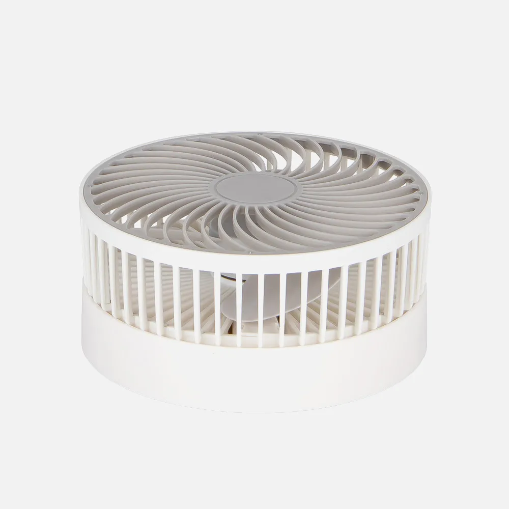 Ventilador Inalambrico Dc Portatil Jerico Blanco/gris 5w 3vel Recargable, Alim.usb, Orientable 3aspas Regx17x17cm
