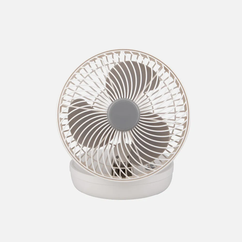 Ventilador Inalambrico Sobremesa Pacheco Blanco/gris 5w 3vel Recargable C/luz, Alim.usb, Orientable 3aspas 29x19x16cm