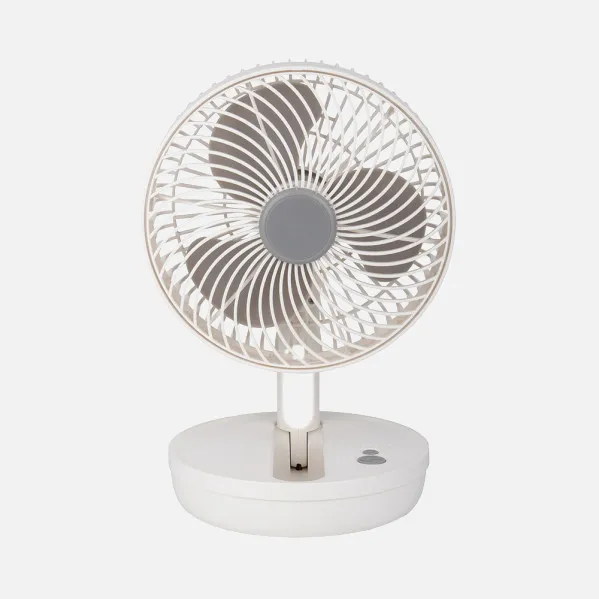 Ventilador Inalambrico Sobremesa Pacheco Blanco/gris 5w 3vel Recargable C/luz, Alim.usb, Orientable 3aspas 29x19x16cm
