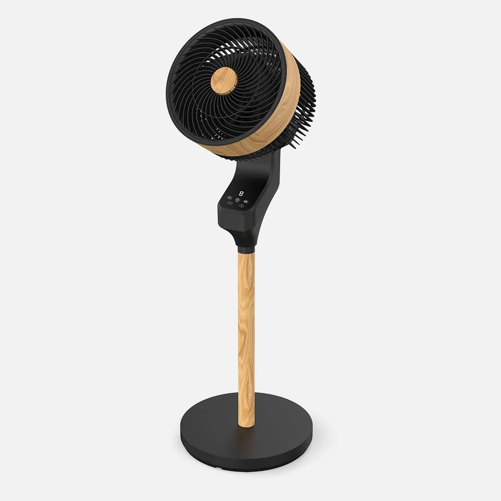 Ventilador Pie Bizancio Negro/haya 50w 3velocidades 95x30x30 Oscilante,tactil Display,remoto Y Temporizador