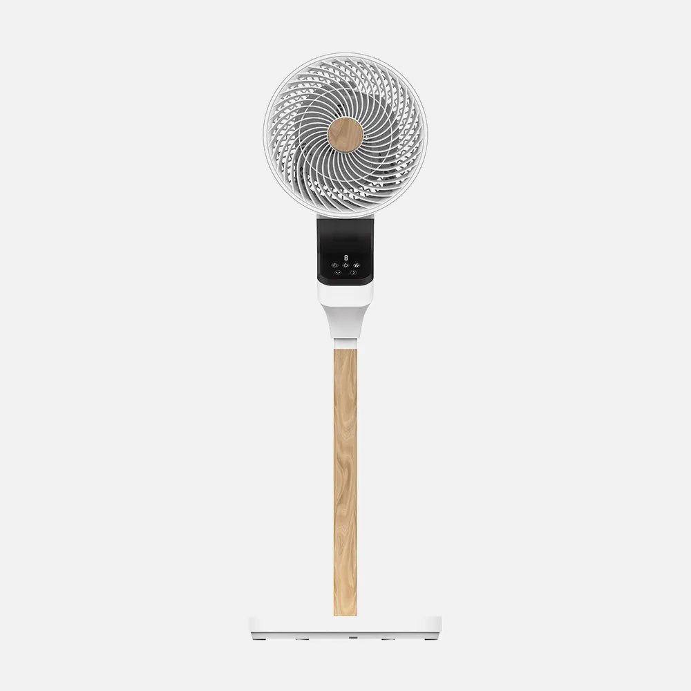 Ventilador Pie Bizancio Blanco/haya 50w 3velocidades 95x30x30 Oscilante,tactil Display,remoto,temporizador