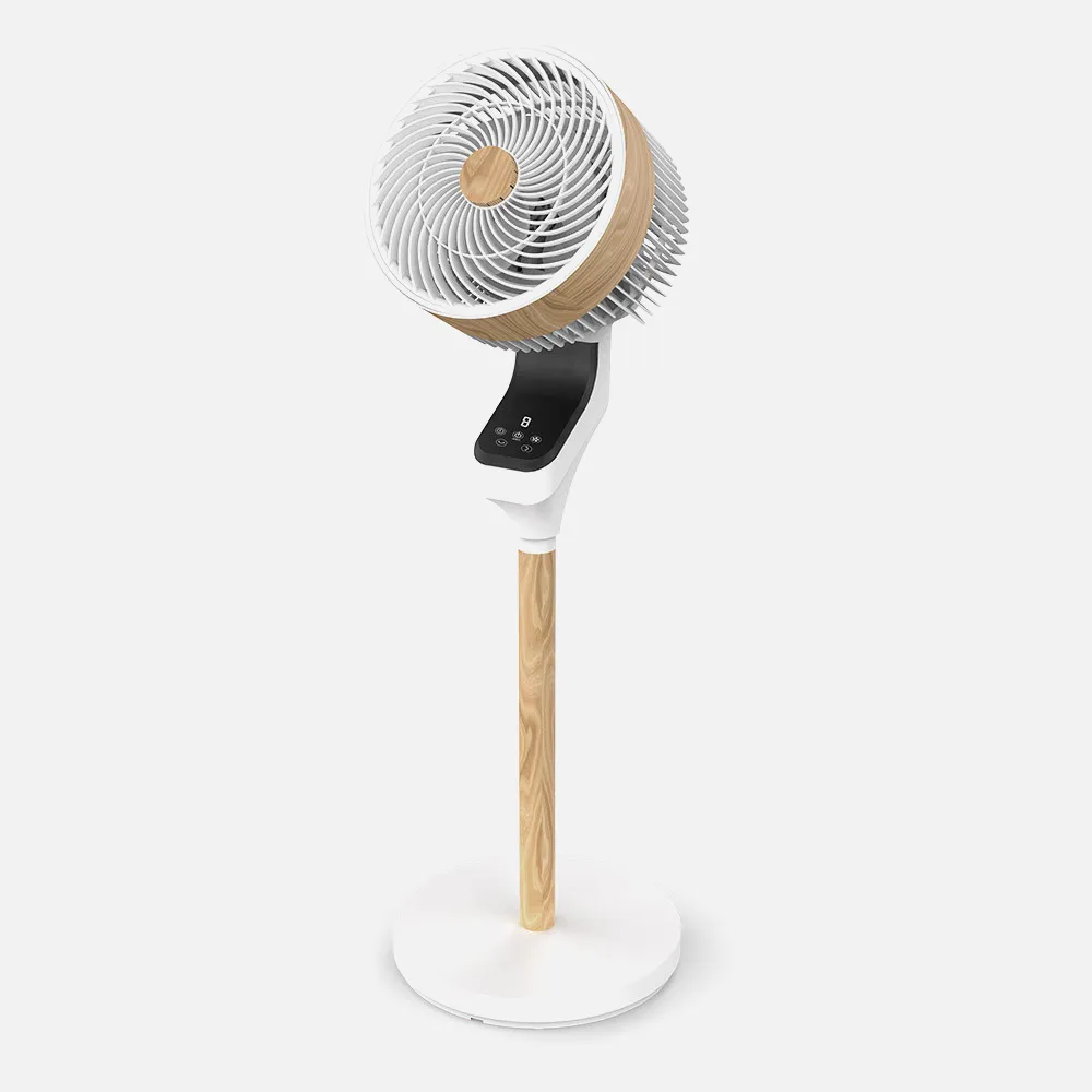 Ventilador Pie Bizancio Blanco/haya 50w 3velocidades 95x30x30 Oscilante,tactil Display,remoto,temporizador