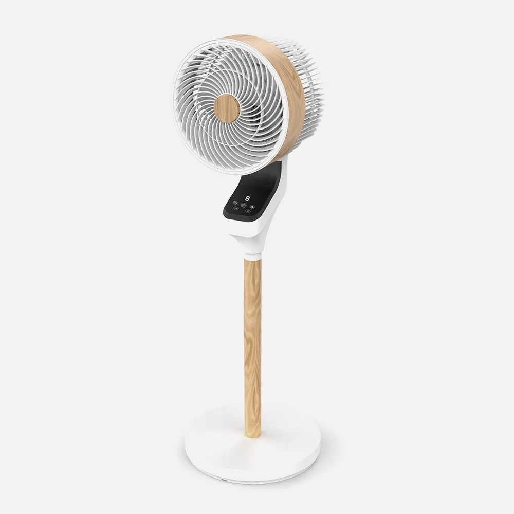 Ventilador Pie Bizancio Blanco/haya 50w 3velocidades 95x30x30 Oscilante,tactil Display,remoto,temporizador