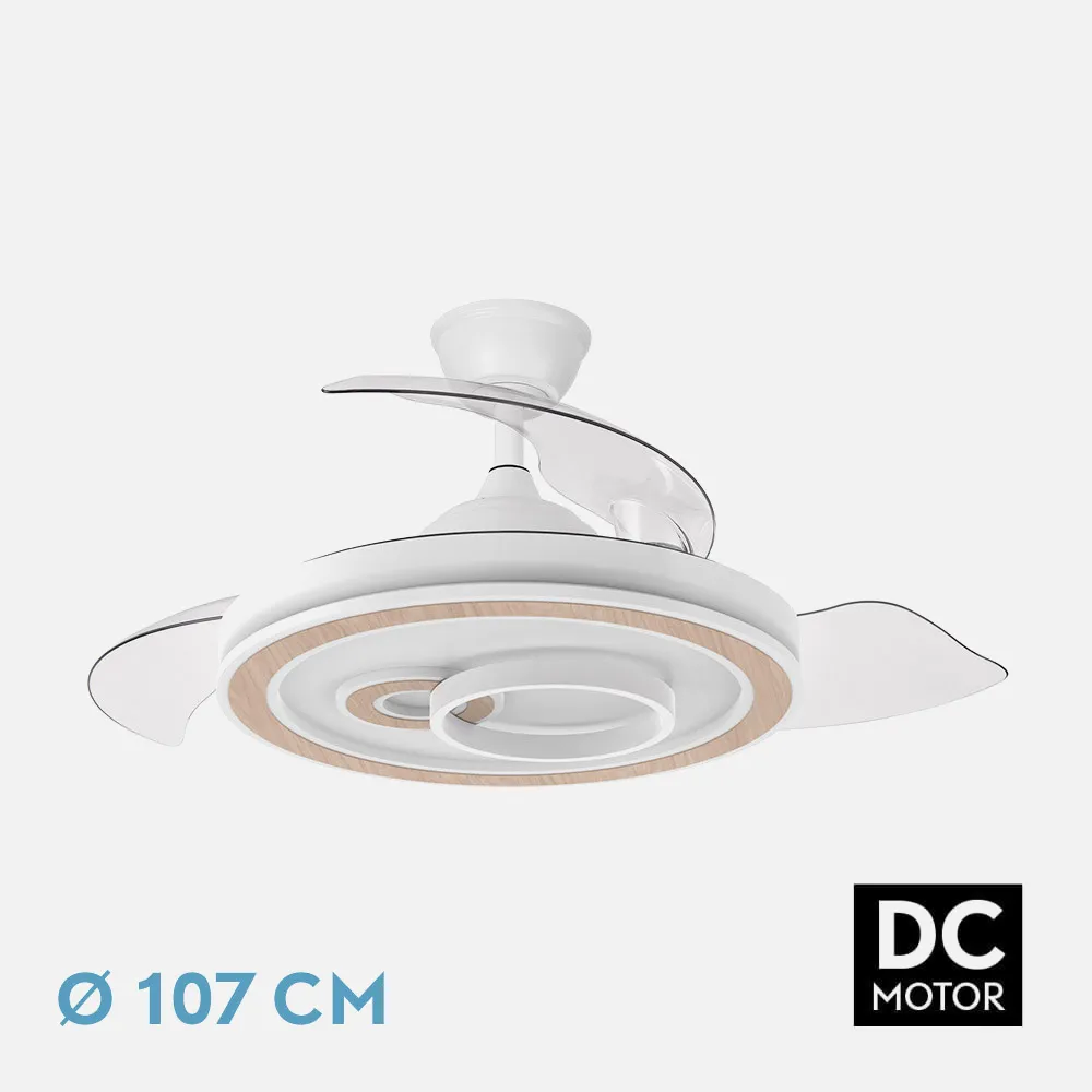 242491368 - Ventilador Dc Sultan 68w Blanco/haya 3asp.107d 4960lm 3000-4500-6500k Reg.intensidad+remoto+memoria+temporizador