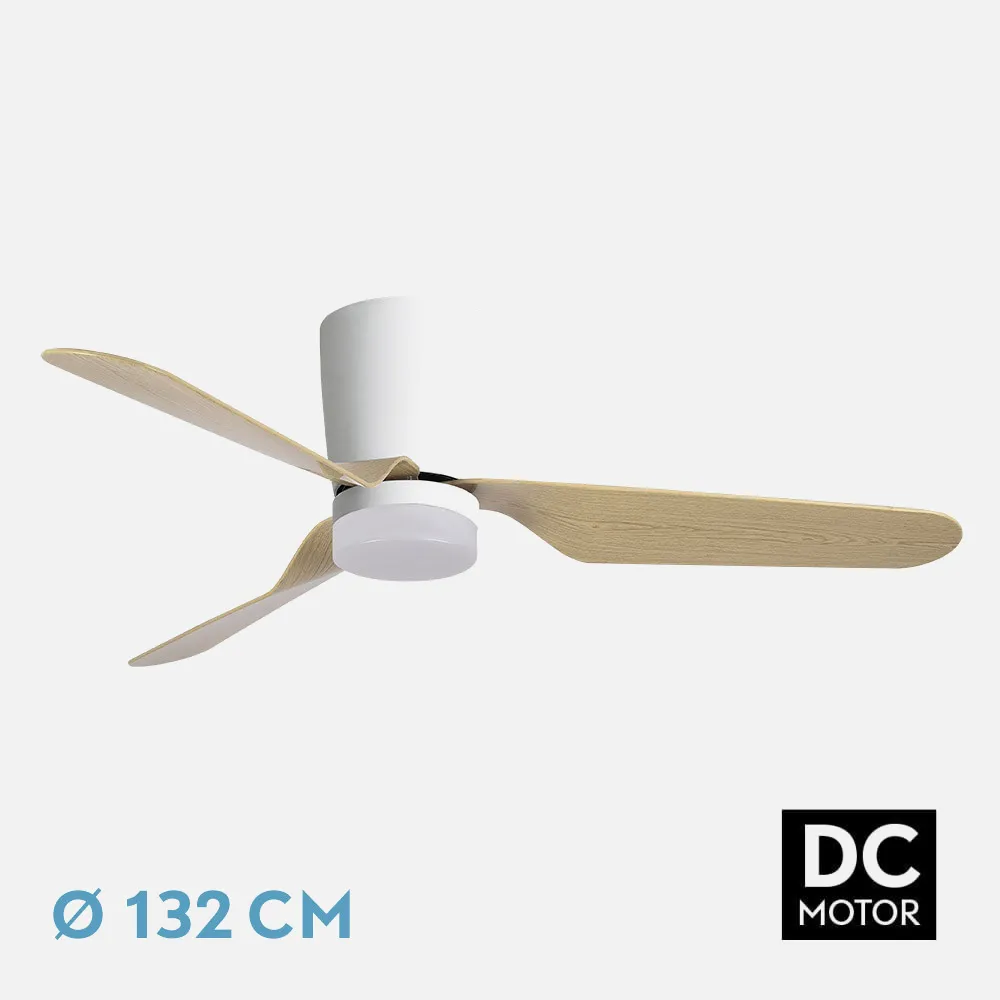 Ventilador 18w Dc Kochi Blanco 3 Aspas Haya 6 Vel 3000-4000-6000k Remoto+temporizador 132 D