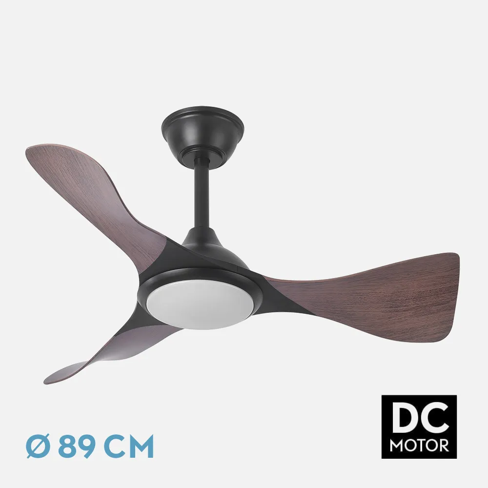 241691336 - Ventilador Dc Caiman 36w 3600lm Negro/roble 89d 3aspas 6vel 3000-4500-6500k Remoto+reg.intensidad+memoroa+temporizador