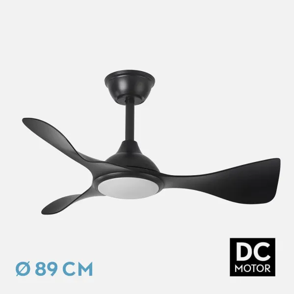 Ventilador Dc Caiman 36w 3600lm Negro 89d 3aspas 6vel 3000-4500-6500k Remoto+reg.intensidad+memoria+temporizador