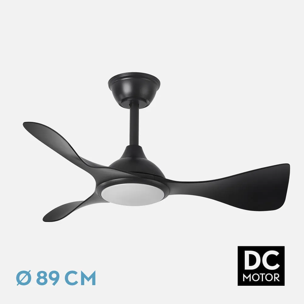 Ventilador Dc Caiman 36w 3600lm Negro 89d 3aspas 6vel 3000-4500-6500k Remoto+reg.intensidad+memoria+temporizador