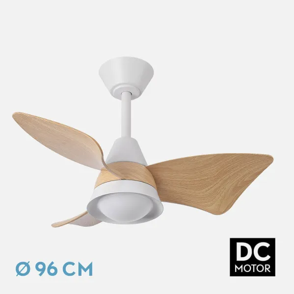 Ventilador Dc Jaguar 30w 3000lm Blanco/haya 96d 3aspas 6vel 3000-4500-6500k Remoto+reg.intensidad+memoria+temporizador
