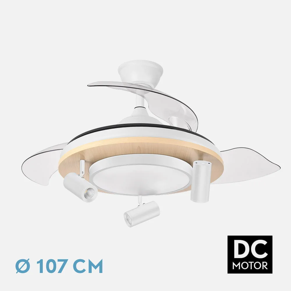 242591368 - Ventilador Dc Gladiator 37+15w Blanco/haya 3asp.107d 3980lm 3000-4500-6500k Remoto+memoria+temporizador