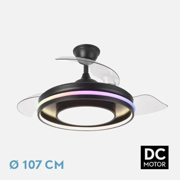 Ventilador Dc Pitufo 57w Nergro 3asp107d 3990lm Rgb +3000-4500-6500k Reg.intensidad+remoto+memo+temporiz