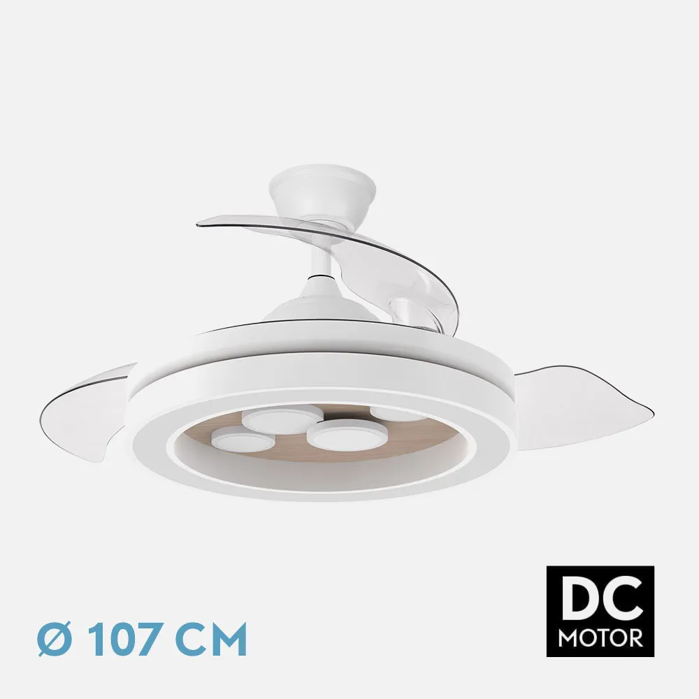 242691368 - Ventilador Dc Cupido 55w Blanco/haya 3asp.107d 4960l 3000-4500-6500k Reg.intensidad+remoto+memoria+temporizador