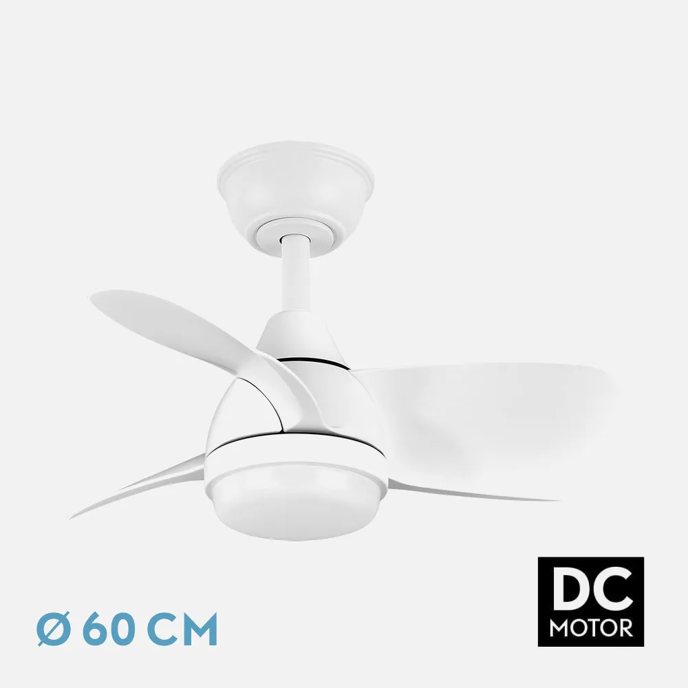 186291301 - Fan Dc 24w Pirdo White 3 Sails 60d 2400lm 6 Vel. 3000-4500-6000k C/remote, Memory And Timer