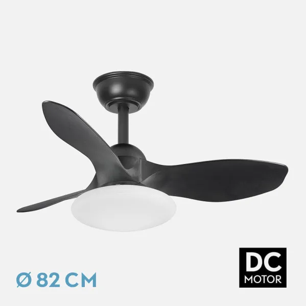 Fan Dc Paramo 36w 2880lm Black 3 Sails 82d  3000k,4500k,6000k,remote+tempor+memory