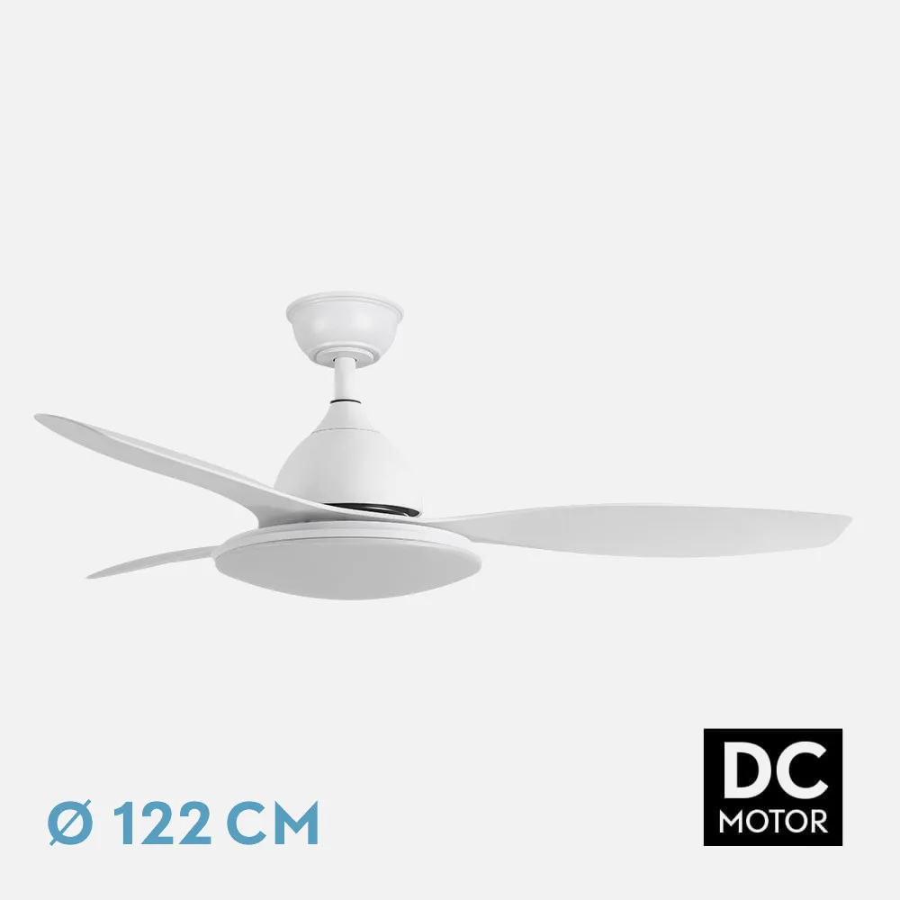 159391301 - Ventilador Dc Blanco Yael 72w 3000-4000-6000k 122d 7200lm 3 Aspas, Remoto+temporizador+memoria
