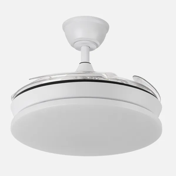 Ventilador Dc Tridente Mini 59w Blanco 4aspas Desp. 91d 6980lm Reg.intensidad Remoto+temporizador+memoria 3000-4000-6000k