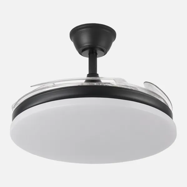 Ventilador Dc Tridente 59w Negro 4aspas Desp. 107d 6980lm Reg.intensidad Remoto+temporizador+memoria 3000-4000-6000k