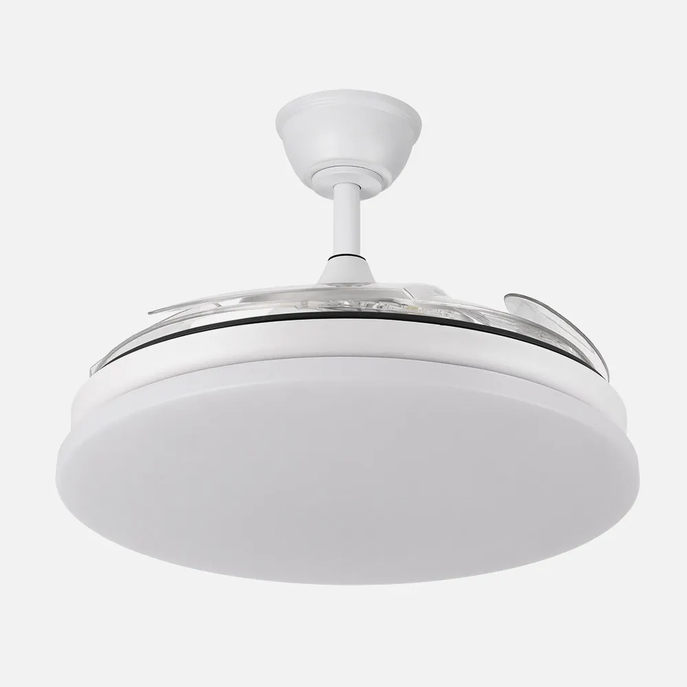 Ventilador Dc Tridente 59w Blanco 4aspas Desp.107d 6980lm Reg.intensidad Remoto+temporizador+memoria 3000-4000-6000k