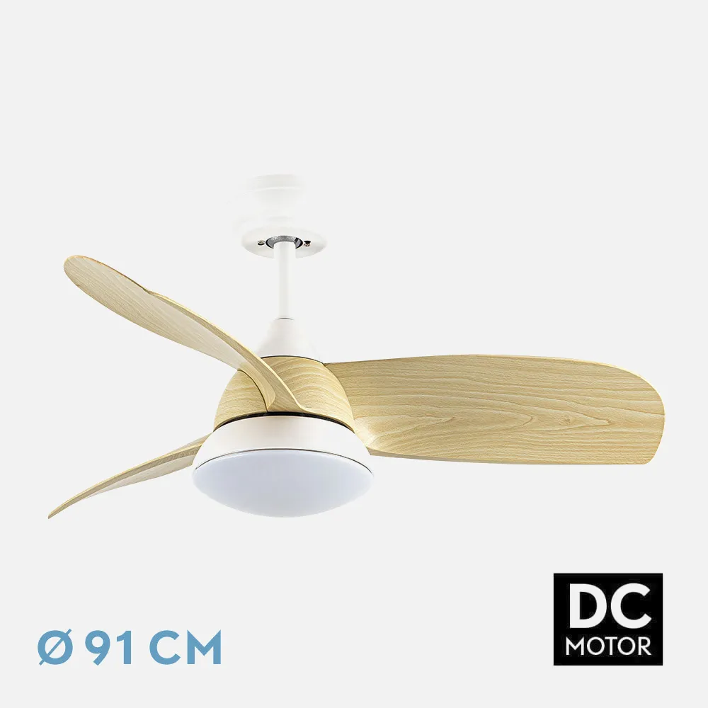 212991368 - Ventilador Dc Atomo 24w Blanco 3aspas haya 91d 2640l 6vel 3000k,4000k,6000k Remoto+memoria+temporizador