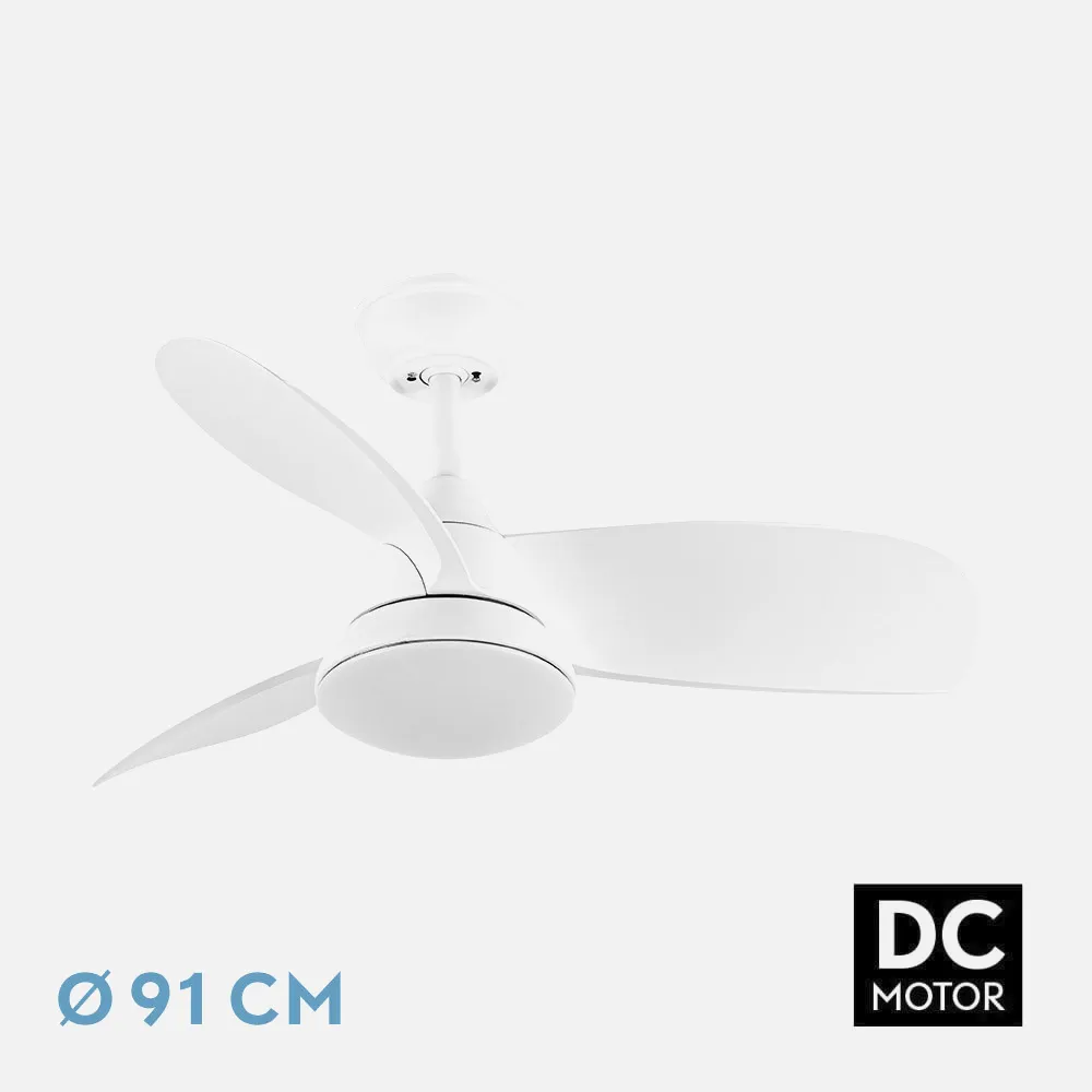 212991301 - Ventilador Dc Atomo 24w Blanco 3aspas 91d 2640lm 6vel 3000k,4000k,6000k Remoto+memoria+temporizador
