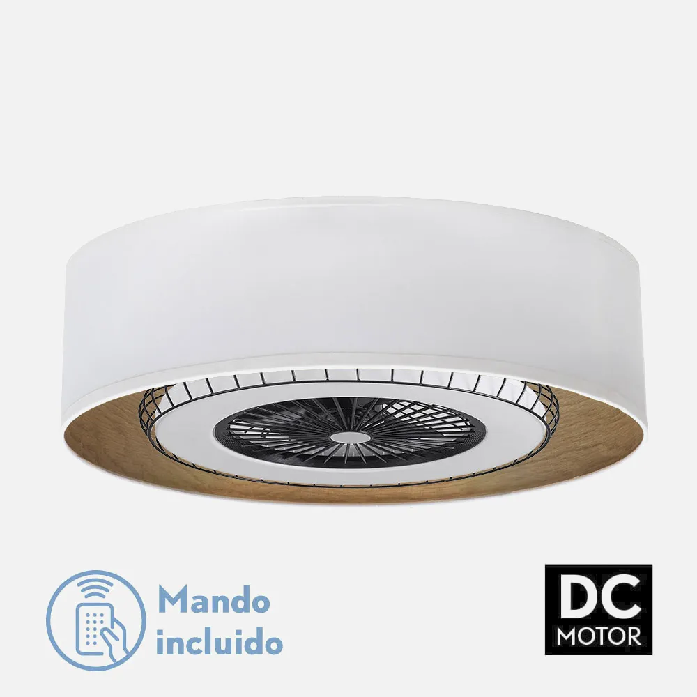 188391701 - Ventilador DC Tania 72w Blanco/madera Clara 5 Aspas 6 Velocidades 3col Remoto,memoria,reg.Intensidad,temporizador 6120lm 70d