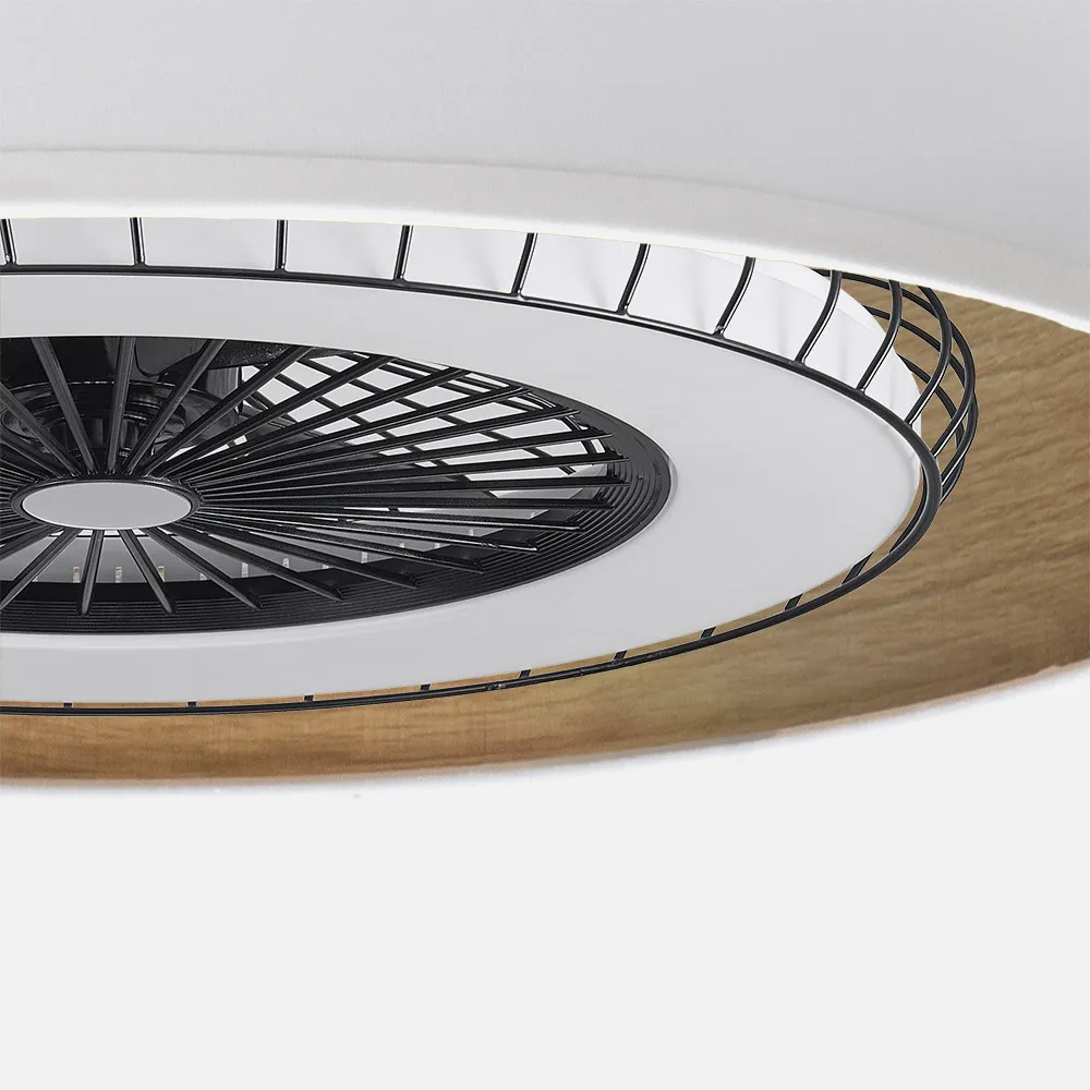 Ventilador DC Tania 72w Blanco/madera Clara 5 Aspas 6 Velocidades 3col Remoto,memoria,reg.Intensidad,temporizador 6120lm 70d