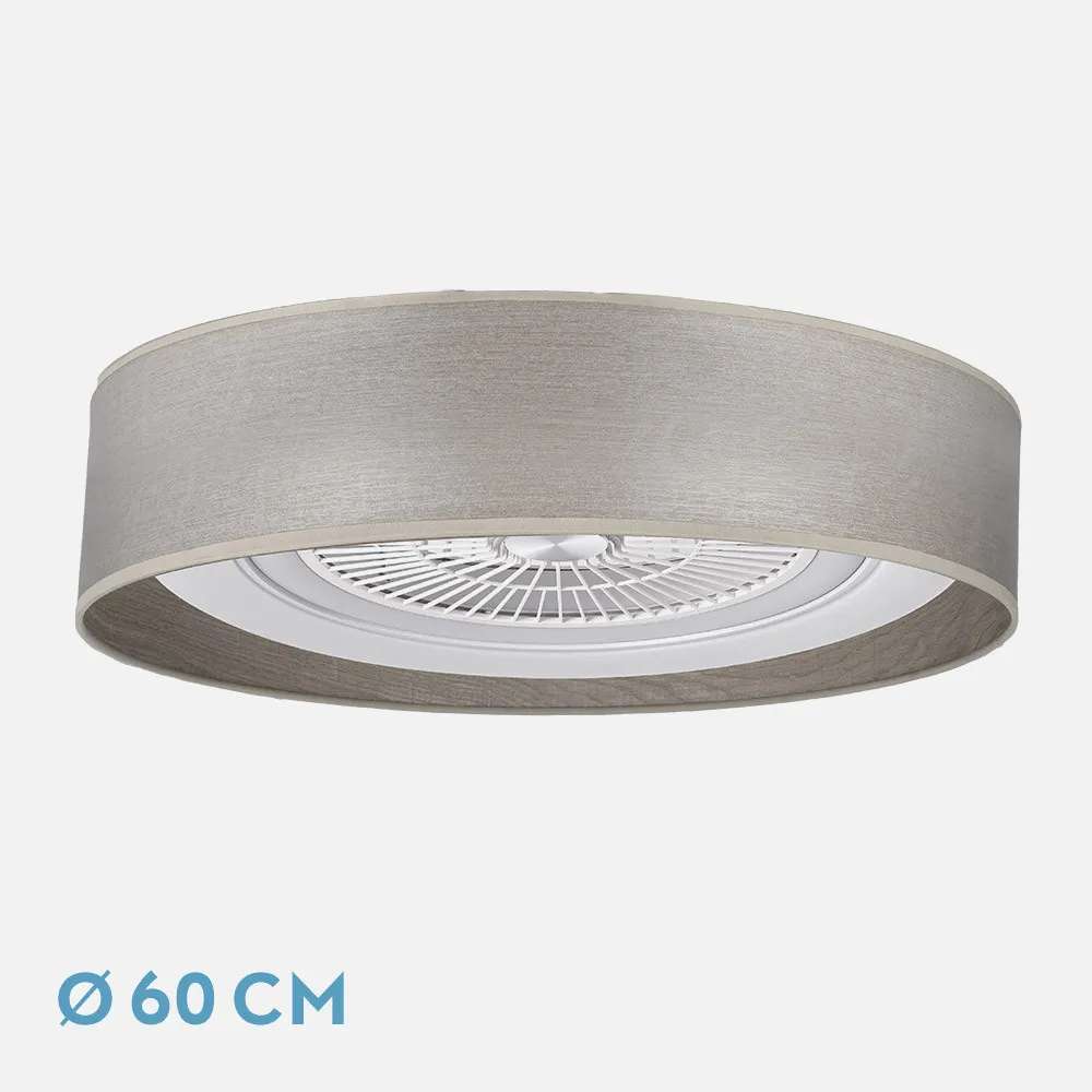 188391583 - Ventilador Tania 72w Madera Gris 6120lm 5 Aspas 3col. Remoto,memoria,reg.Intensidad,temporizador 25x60x60 Cm