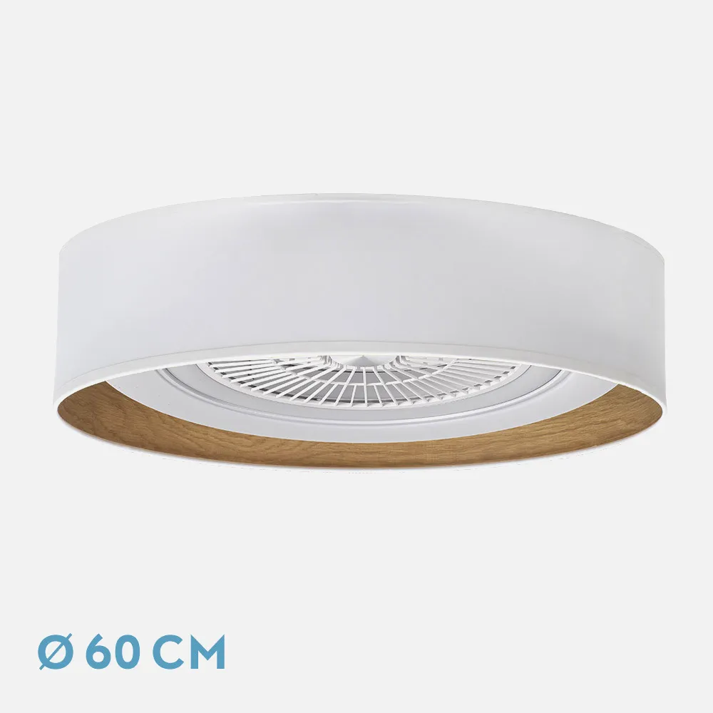 188391501 - Ventilador Tania 72w Blanco/madera Clara 6120lm 5 Aspas 3col Remoto,memoria,reg.Intensidad,temporizador 25x60x60 Cm
