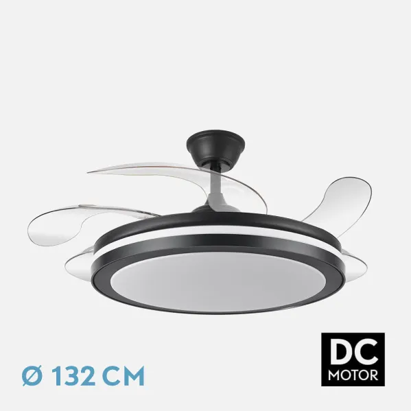 Ventilador Dc Esparta Maxi 80w 10255lm Negro 132d 5asp 3000-4000-6000k Remoto+temporizador+memoria