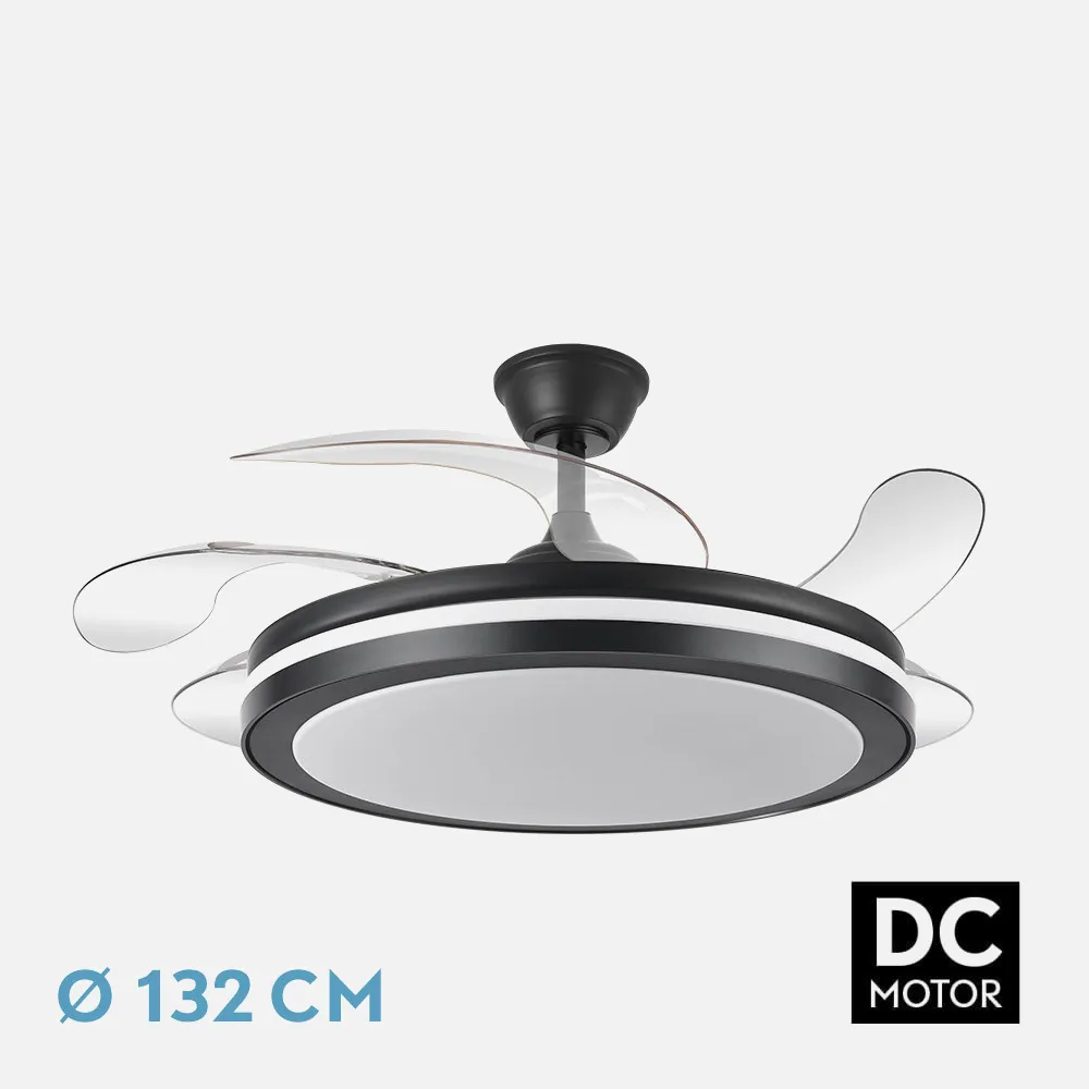 184796009 - Ventilador Dc Esparta Maxi 80w 10255lm Negro 132d 5asp 3000-4000-6000k Remoto+temporizador+memoria