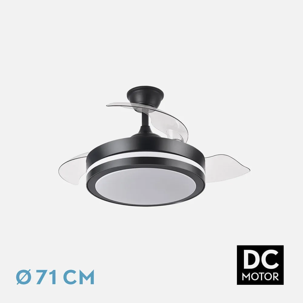184793009 - Ventilador Dc Esparta Peque 44w 5182lm Negro 72d 3asp 3000-4000-6000k Remoto+temporizador+memoria