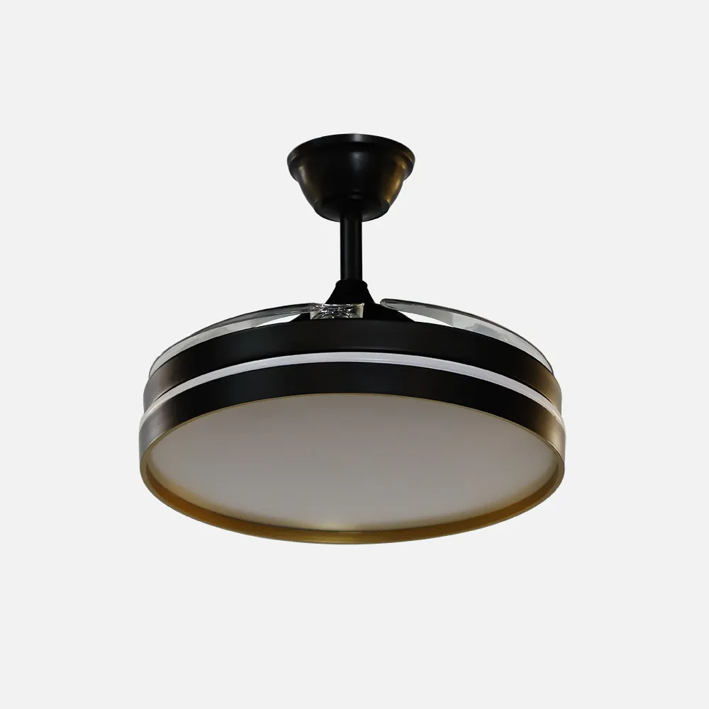  Ventilador Dc Mandarin Negro/oro 72w 3aspas 108d Reg.intensidad 7200lm 3000-4000-6500k Remoto+memoria+temporizador