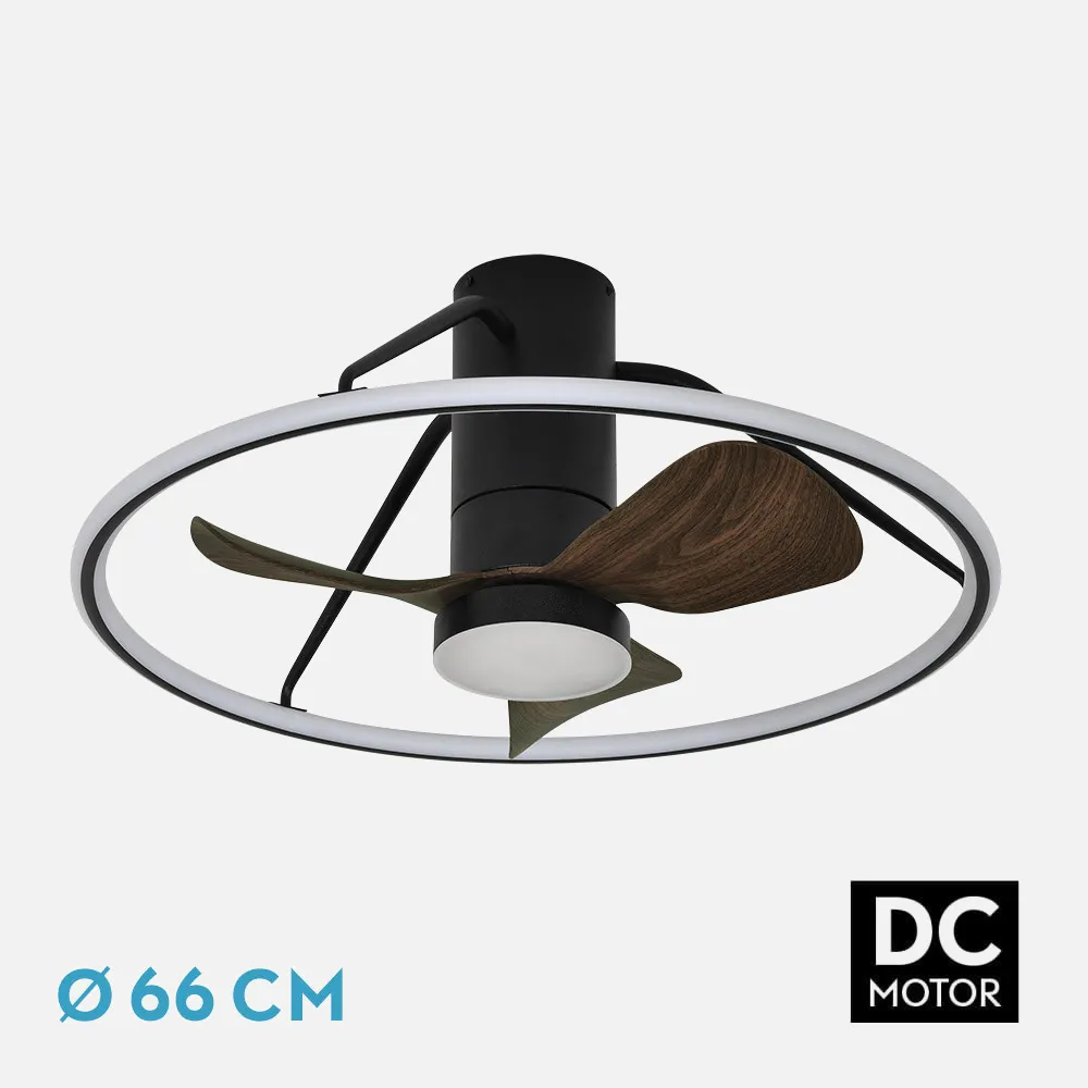 Ventilador Dc Oporto 46w Neg/marr 3asp.66d 4600lm 3000-4000-6000k 6vel Remot,tempo,3int.rg