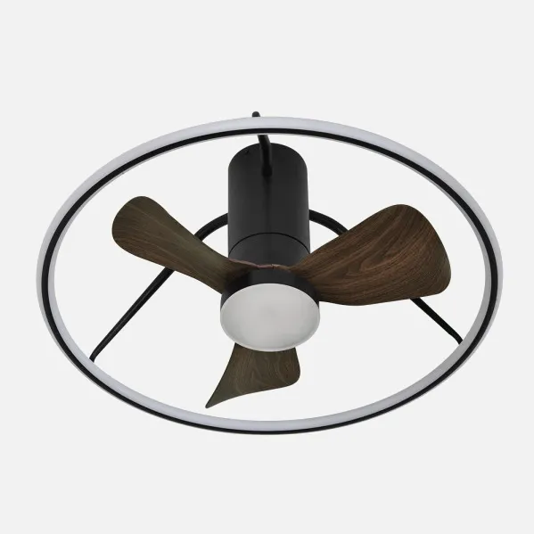 Oporto Dc Fan 46w Black/brown 3-blade 66d 4600lm 3000-4000-6000k 6-speed Remote, Timer, 3-way Dimmer Switch